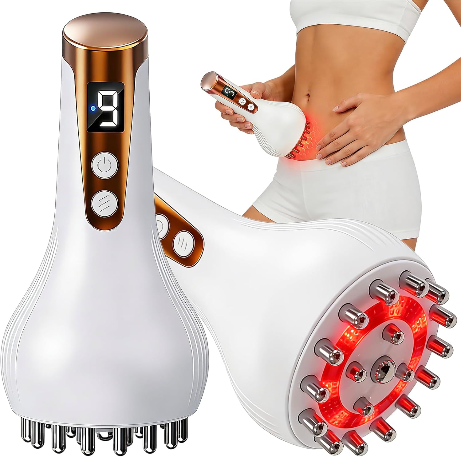 Lymphatic Drainage Massager for Full Body, Body Sculpting Machine & Cellulite Massage Tool for Skin Smoothing, – Relieves Muscle Tension, Reduces Cellulite, and Enhances Skin Firmness-White