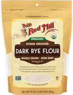Bob's Red Mill Organic Dark Rye Flour, 20oz (Pack of 1) - Non GMO, Whole Grain, Vegan, Kosher
