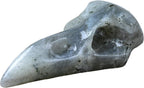 Moonstone Raven Skull Figurine Crystal Healing Stone Spiritual Meditation Pocket Figurine Natural Gemston Hand Carved Polished Home Room Office Desk Decoration Gift Collect