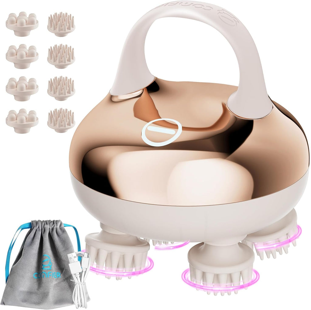 COMFIER Cordless Scalp Massager with 3 kneading Modes, Gifts,Waterproof Head Massage with 8 Claws for Deep Cleansing,Head Scratcher,Body Massager,Cat Massage