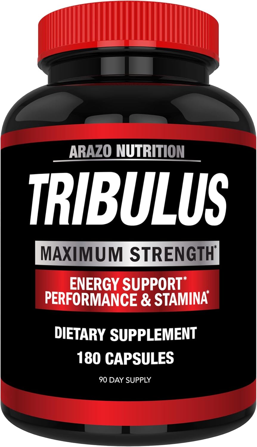 Arazo Nutrition Tribulus Terrestris 1500mg Extract Powder Per Serving – 180 Capsules - Energy Booster with Estrogen Blocker