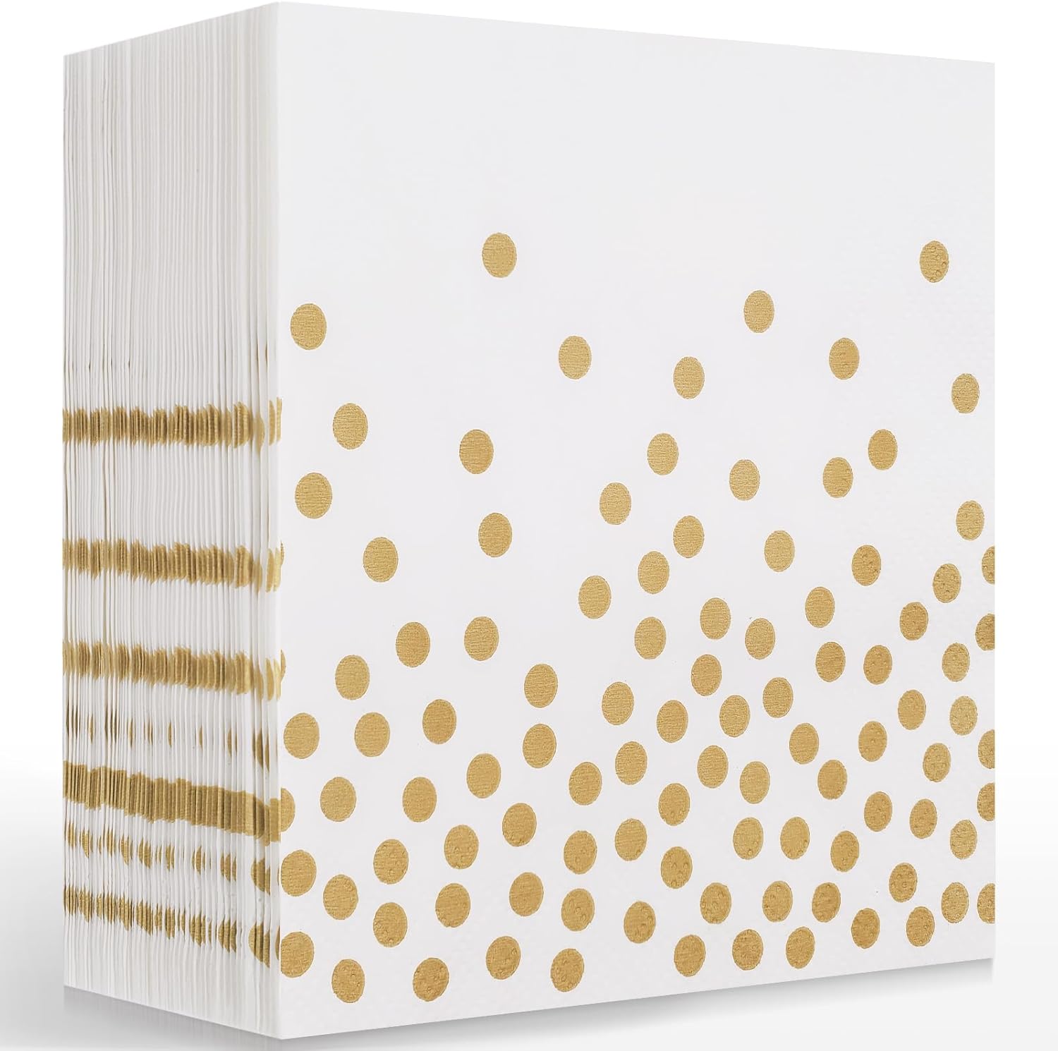 100 Pcs White Cocktail Napkins for Party,Disposable White beverage Napkins for Bar Wedding Birthday(Not gold leaf polka dots)