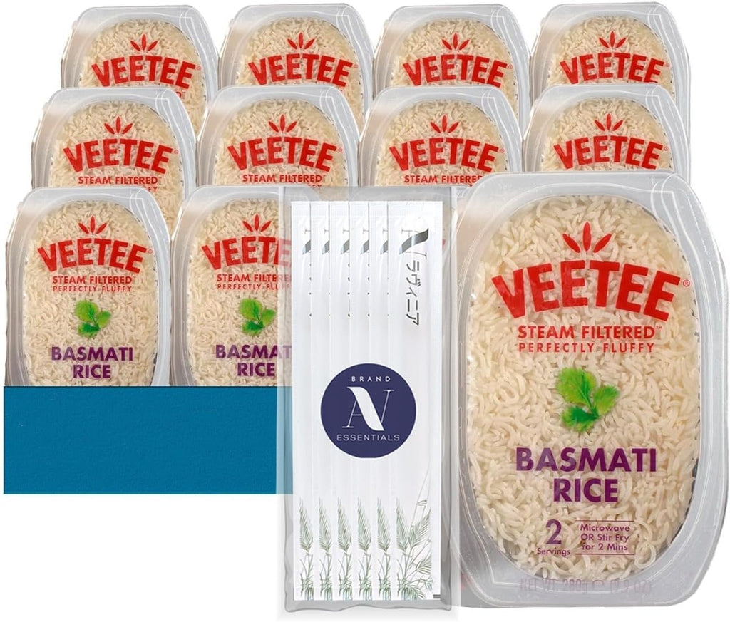 Veetee - Lavinia Essentials Bundle: 6-Pack of Basmati Rice Steam Filtered, 10.6 oz Microwaveable Tray + 1 Utility Prop.