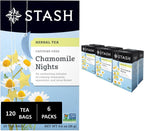 Stash Tea Chamomile Nights Herbal Tea - Caffeine Free, Non-GMO Project Verified Premium Tea with No Artificial Ingredients, 20 Count (Pack of 6) - 120 Bags Total