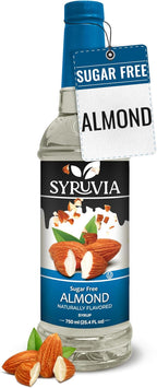 Syruvia Sugar Free Coffee Syrup, Almond Flavored Syrup for Drinks, Lattes, and Desserts – 25.4 fl oz