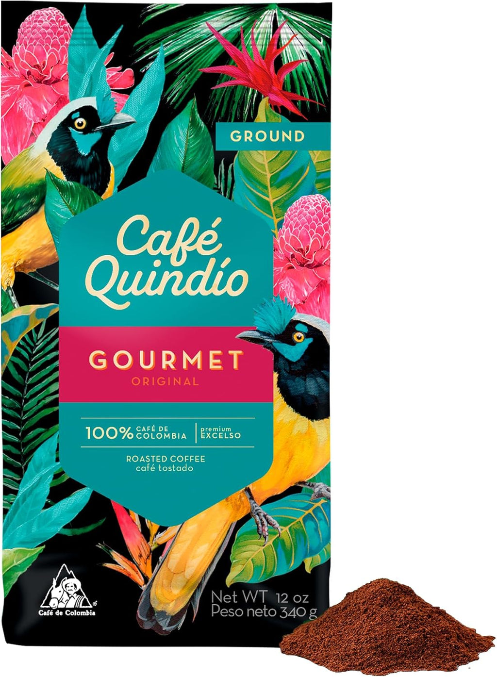 Cafe Quindio Medium Roast 100% Colombian Excelso Ground Arabica Coffee (12 Ounce (Pack of 1), Gourmet Original)