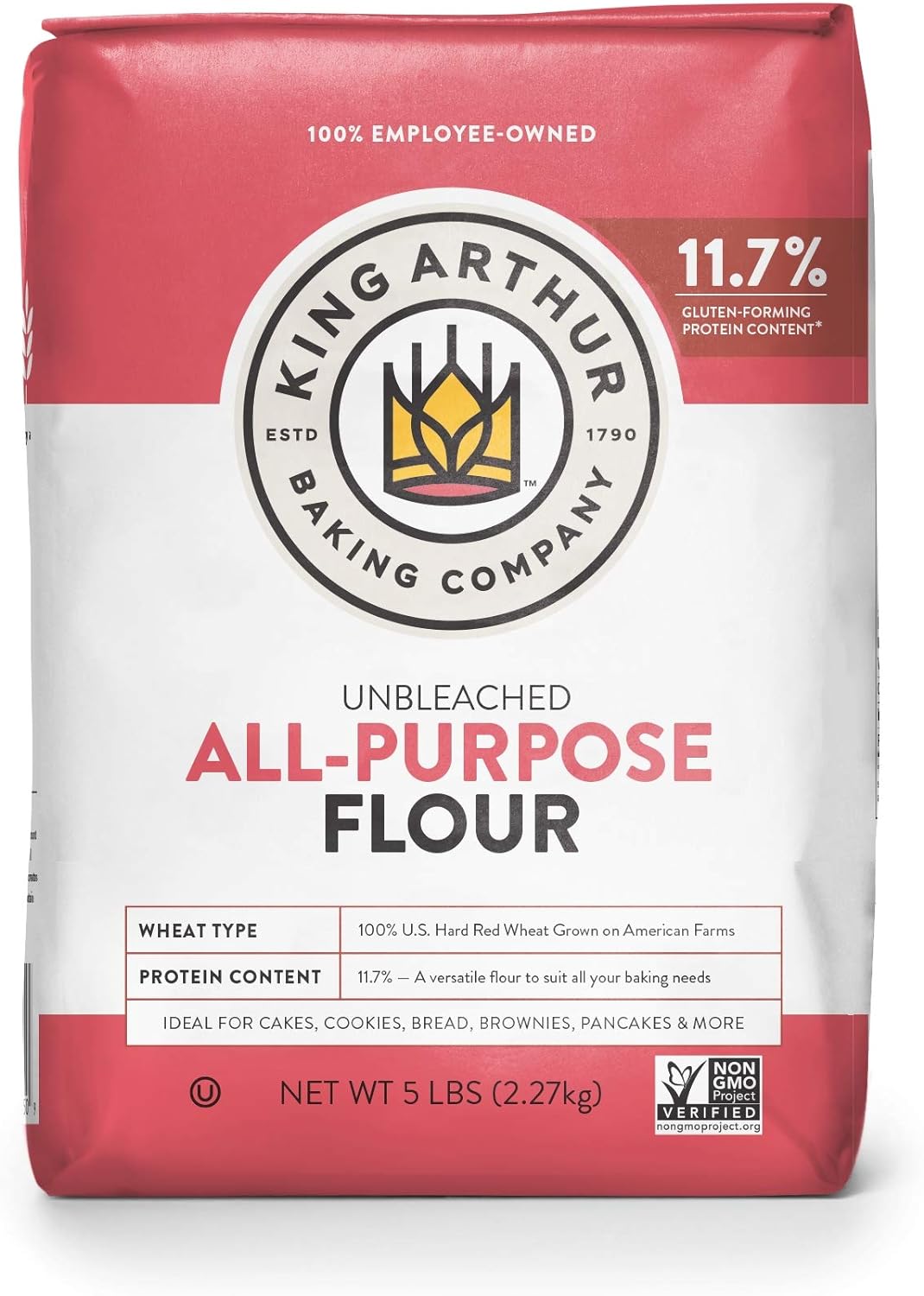 King Arthur, All Purpose Unbleached Flour, Non-GMO Project Verified, Certified Kosher, No Preservatives, 5 lb Bag