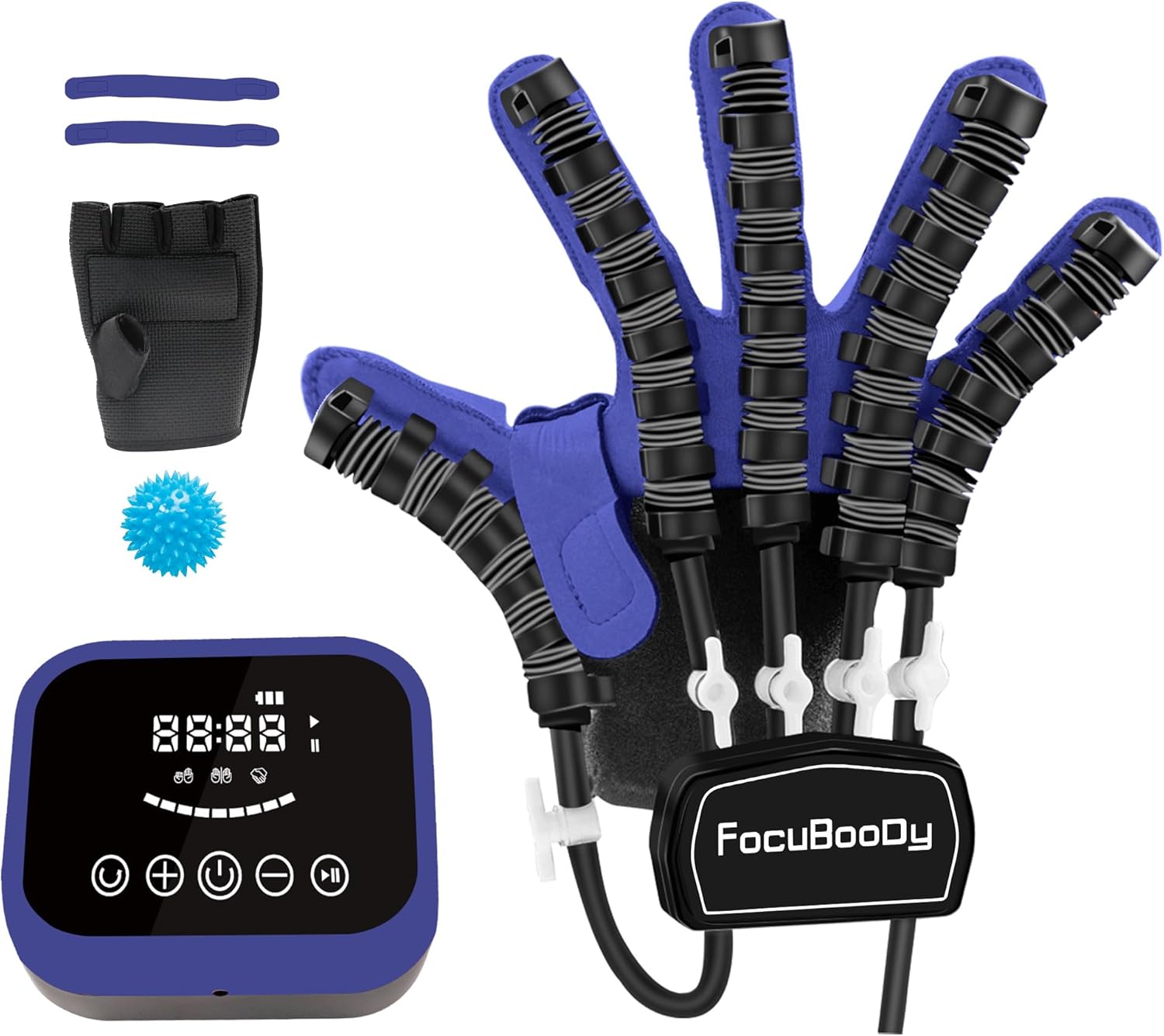 Hand Rehabilitation Robot Gloves Mobility Finger Training Equipment for Hemiplegia Stroke Cerebral Palsy Patient with USB Chargeable Right Hand (Blue Size S)