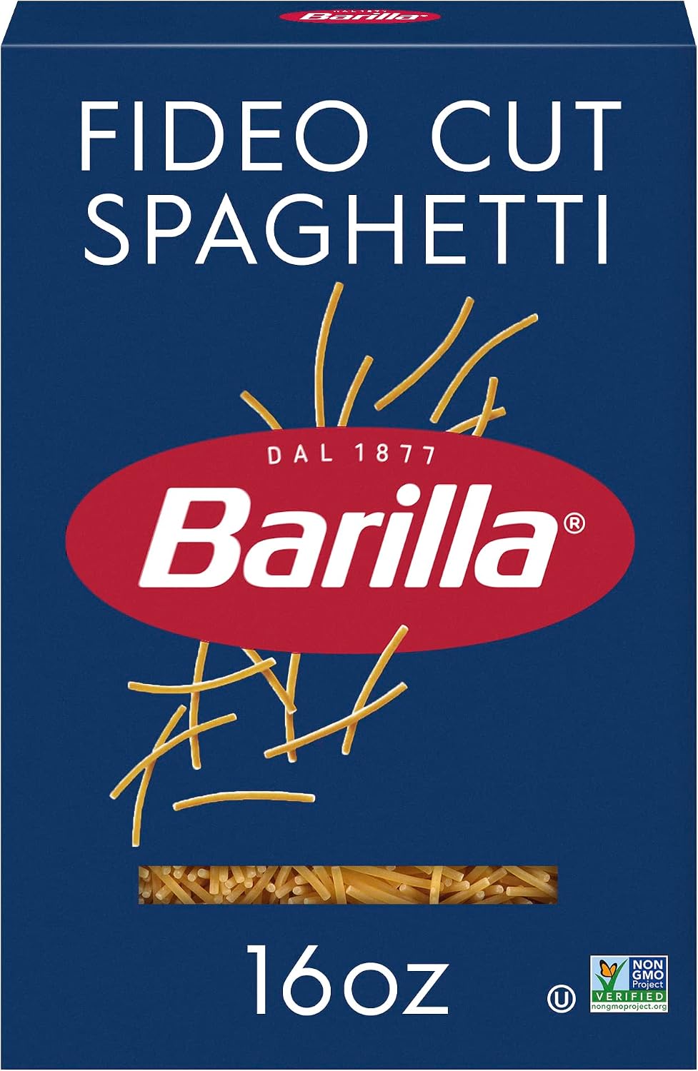 Barilla Fideo Cut Spaghetti Pasta, 16 oz. Box - Non-GMO, Made with Durum Wheat Semolina - Kosher Certified