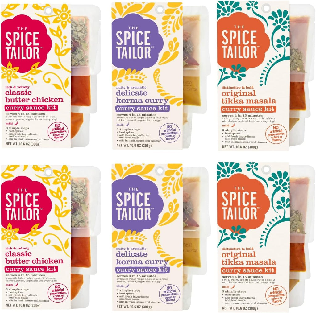 Spice Tailor 3 Simple Steps Restaurant Quality Meals in Minutes Kits Ready in 10 Minutes (6 Pack, Indian Curry Variety)
