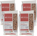 DeLallo Whole Wheat Fusilli Pasta, 1 Pound Bag, 4 Pack, 100% Organic, Whole Grain Spiral Noodles, Imported from Italy, Made with Durum Wheat