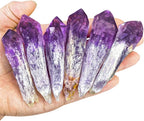 6pcs Set Natural Raw Amethyst Point Wand, Single Terminated Crystal Cluster Scepter, Healing Crystal Point, Positive Energy Gemstone, Reiki Meditation Spiritual Ornament,Home Decor & Crystal Gift