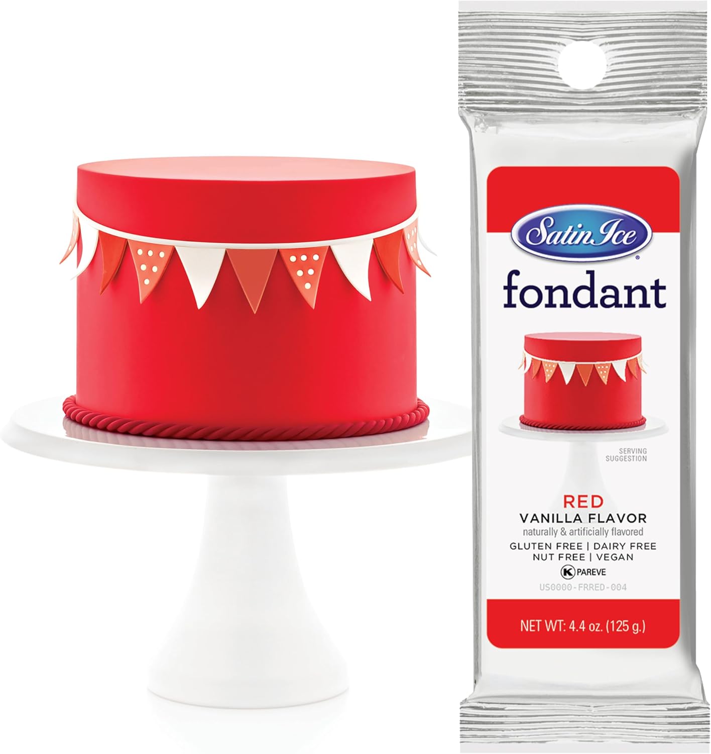 Satin Ice Fondant for Cake Decorating, Red (4.4 Ounce)