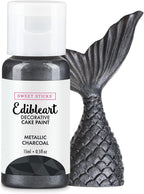 Sweet Sticks Edible Art Decorative Cake Paint 0.5 Ounce (15 Milliliters), Metallic Charcoal