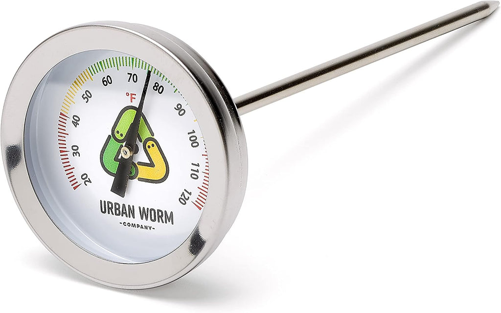 Urban Worm Soil Thermometer - 5-in Stainless Steel Stem - Perfect for Gardening & Worm Bin