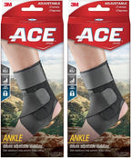 ACE Deluxe Ankle Stabilizer, Adjustable, Black, 1 Count (Pack of 2)