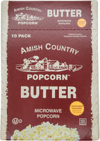 Amish Country Popcorn | Old Fashioned Microwave Popcorn | 10 Bags Ladyfinger Butter | Non-GMO, Gluten Free, Microwaveable and Kosher (10 Bags)