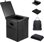 Panmout 16.5" XL Portable Toilet for Camping, Foldable Travel Toilet for Adults with Cushioned Seat, Heavy Duty 190lbs Capacity Commode for Car, Road Trip, Outdoor Emergency & Bedside Support