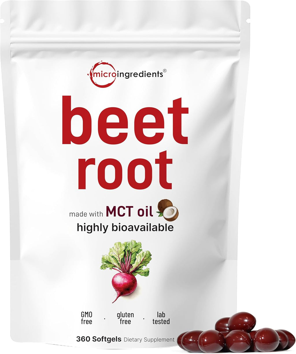 Micro Ingredients Beet Root | 360 Softgels with MCT Oil | Highly Bioavailable | Max Strength | Super Beets Supplements | Fresh Beetroot Extract