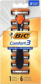 BIC Hybrid Advance 3 Disposable/System Shaver, Men, 6-Count (Pack of 3)