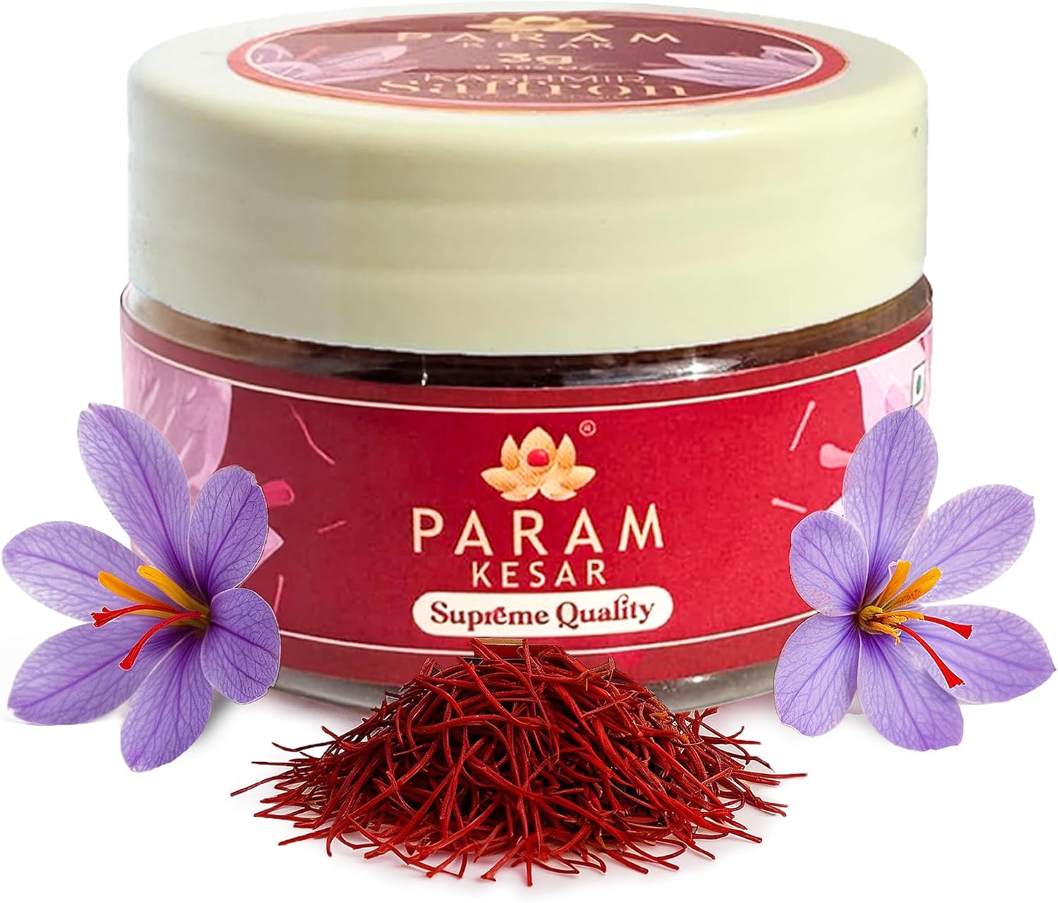 Param Kesar® Supreme Saffron, 100% Organic, Pure Kashmiri Super Mongra Saffron Threads, Top Grade, Food Safety Certified, Non-GMO (1 gm)