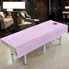 Zehui Sheet with Face Hole Pure Color Cotton Waterproof Fashion Beauty Salon Body Spa Massage Table Cloth Bed Cover Pink