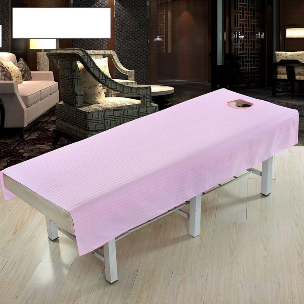 Zehui Sheet with Face Hole Pure Color Cotton Waterproof Fashion Beauty Salon Body Spa Massage Table Cloth Bed Cover Pink