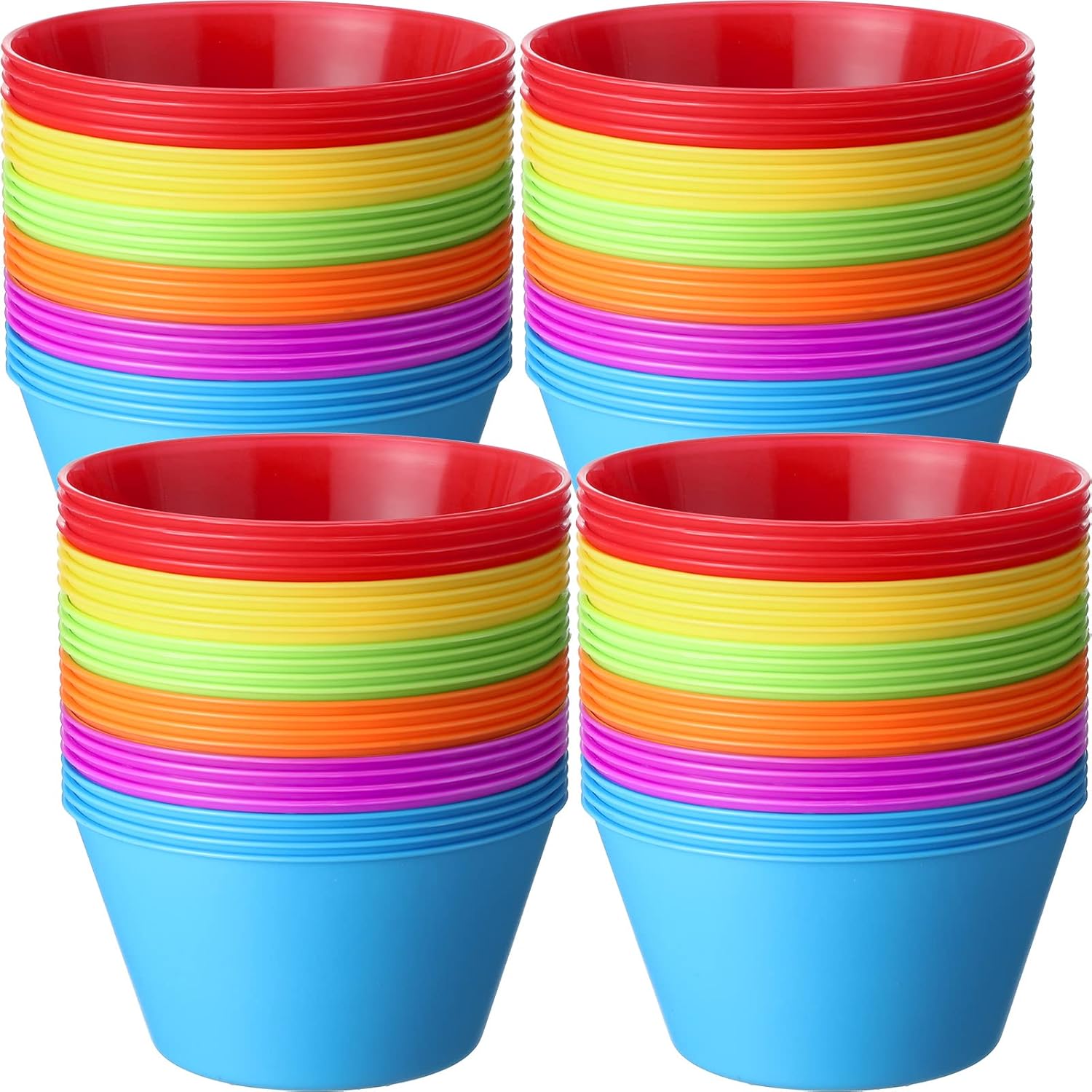 Mumufy 24 Pcs Kids Plastic Bowls Set Unbreakable 24 oz Cereal Plastic Snack Microwave Dishwasher Colorful Bowls Small Children Salad Dessert Fruit Soup BPA Free, 6 Colors