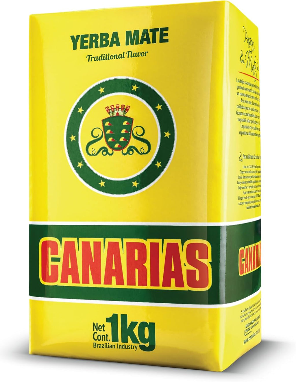Canarias Yerba Mate Traditional 2.2 lb - Uruguayan Yerba Mate Tea - Ground Leaf Without Stems (Sin Palo) | Strong & Full-Bodied Flavor