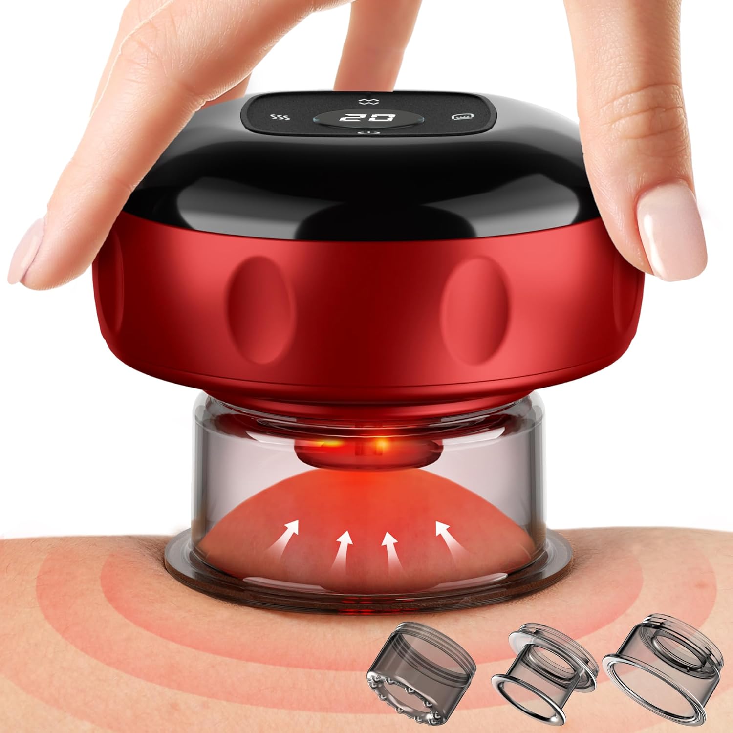 7-in-1 Smart Cupping Therapy Massager. Red Light Cupping Therapy Set with 2 Modes for Targeted Pain Relief, Muscle Soreness,Tighter Skin,Cupping Kit with 12 Levels Suction and Heat,1 Pack cupping set