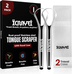 Tongue Scraper for Adults with Hygienic Mini Case (2 Pack) For Daily and travel use – Stainless Steel Metal Tongue scraper/Cleaner to Reduce Bad Breath and Improve Oral Hygiene
