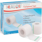 HEALQU Surgical Tape, 6 Rolls, 2"x10yd -Transparent Medical Tape for Wound Care, Tubing, and First Aid Supplies—Breathable, See-Through, Microporous Waterproof Tape with Gentle Adhesion.