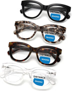 ZUVGEES 4 Pack Retro Oversized Bifocal Reading Glasses for Men Women Blue Light Blocking Computer Readers with Spring Hinge