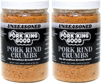Pork King Good - Pork Rind Breadcrumbs - 2 Pack! Keto Friendly, Paleo, Gluten-Free, Sugar Free, Zero Carb Panko Substitute (Two 12 Oz Jars) (Unseasoned, 2 Pack)