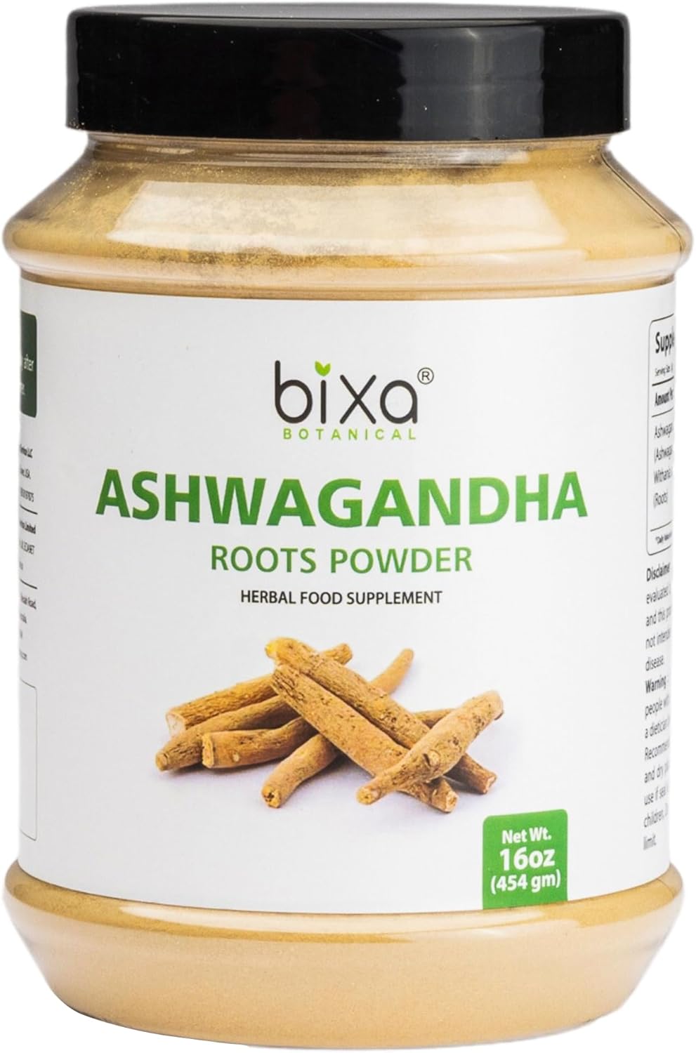 bixa BOTANICAL Ashwagandha Root Powder (Withania Somnifera Root) | 16 Oz / 1 Pound | Indian Ginseng- Best Re-Energizer & Immunity Booster | Herbal Supplement.