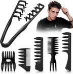 6PCS Texture Comb Wide Tooth Styling Combs for Women Men, Volumizing Texturizing Hair Comb Set for Volume Fringe Parting, ABS Plastic Barber Tool for Quiff Pompadour Slick Back