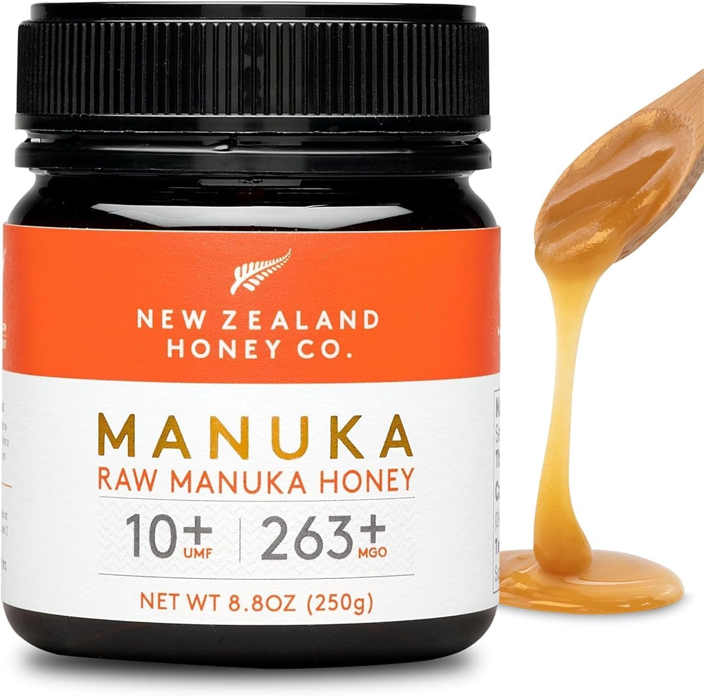 New Zealand Honey Co. Raw Manuka Honey UMF 10+ | MGO 263+ | UMF Certified Monofloral New Zealand Honey for Daily Wellness, Family, Skin Care & Dogs - 8.8oz / 250g