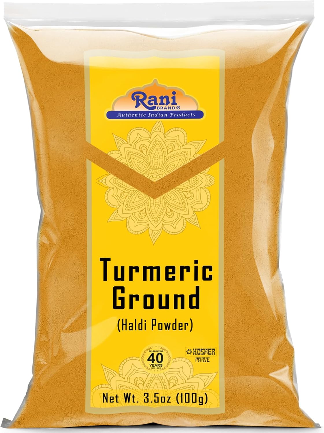 Rani Turmeric (Haldi) Root Powder Spice, (High Curcumin Content) 3.5oz (100g) ~ All Natural | 100% Pure, Salt Free | Vegan | Gluten Friendly | NON-GMO | Kosher | Indian Origin
