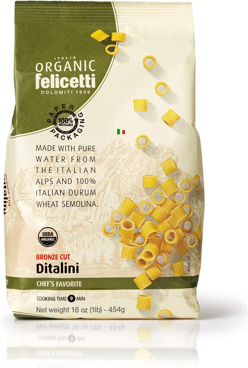 Organic Felicetti Ditalini Pasta Italian Non-GMO 16oz (454g)