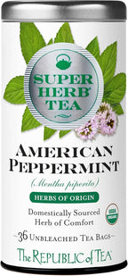 The Republic of Tea — Organic American Peppermint SuperHerb Tea Tin, 36 Herbal Tea Bags, Naturally Caffeine-Free Herbs of Origin