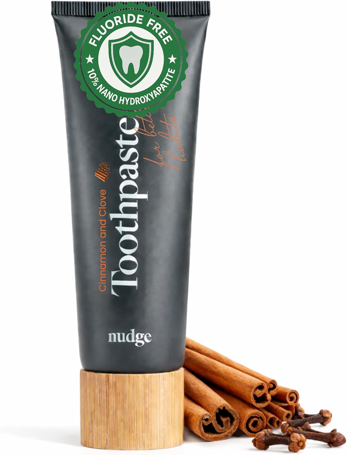 Nudge 10% Nano Hydroxyapatite Toothpaste, Enamel Friendly Advanced Clean, Fluoride Free & SLS Free, Natural Cinnamon & Clove, 4.5 oz