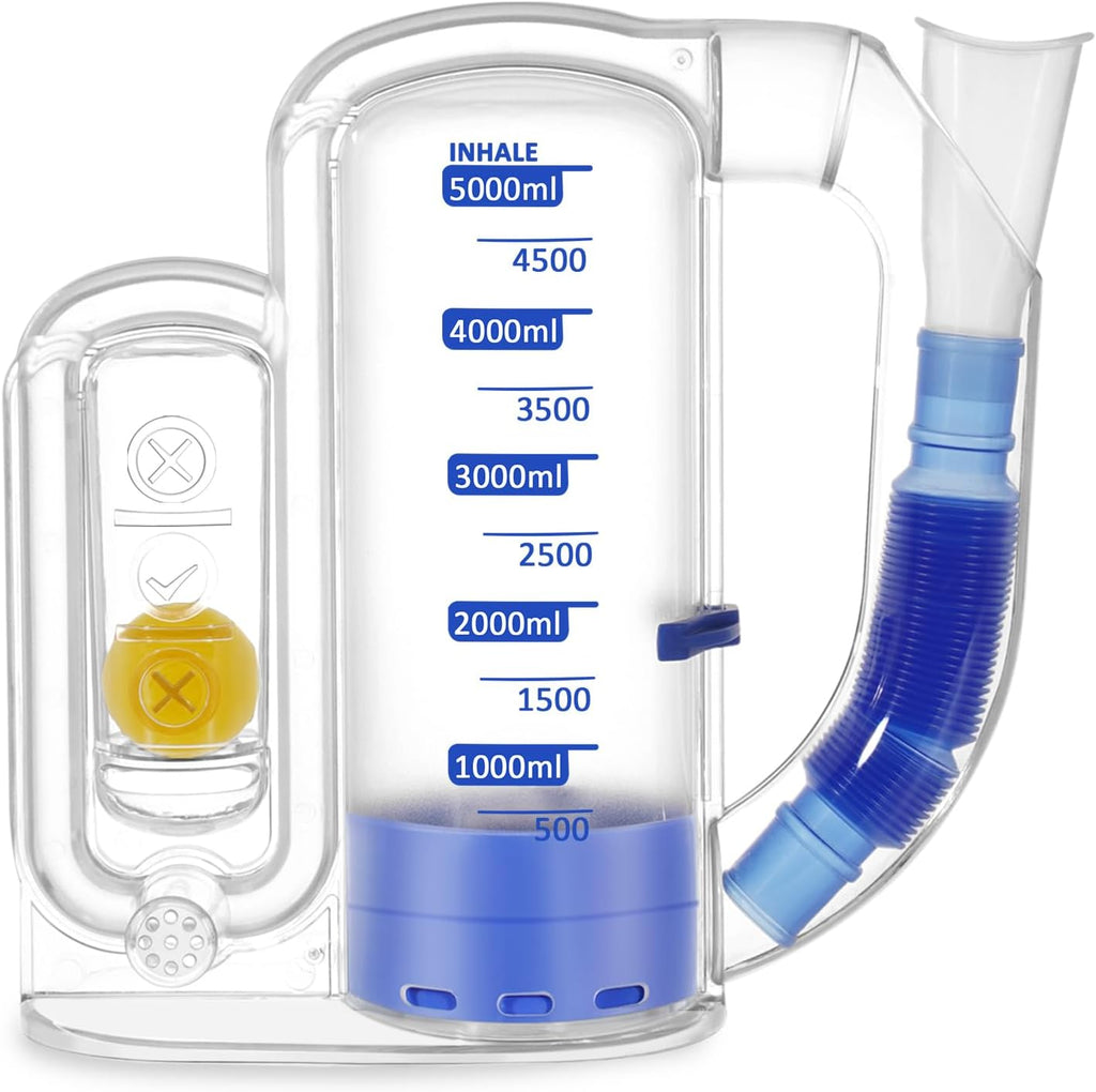 Breathing Exercise Device for Lungs, Lung Exerciser Device, 5000ml Capacity for Deep Inhalation, Durable Medical-Grade PC Material | Airflow Indicator for Steady Inhalation Practice