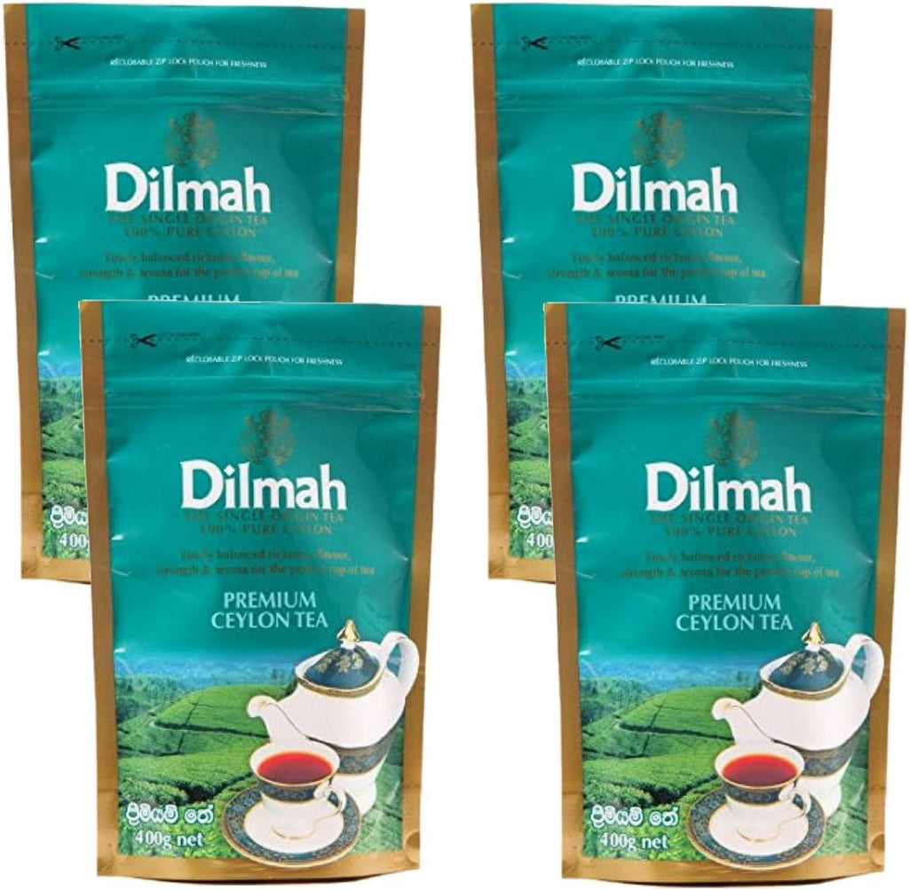 Dilmah Premium Ceylon Tea BOPF 400g Loose Black Tea X 4 Packs - Finest Pure Ceylon Black Tea - 56.4oz