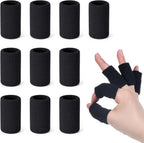 10 Pcs Black Finger Sleeves, Elastic Finger Compression Sleeves, Breathable Fingers Support Brace Thumb Splint for Basketball Volleyball Relieving Pain Arthritis