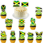Jamaican Dessert Cupcake Toppers Party Supplies - Jamaica Paper Straw Decor Party Favors - Jamaican Baby Shower or Birthday Party Decorations - Set of 24 Counts