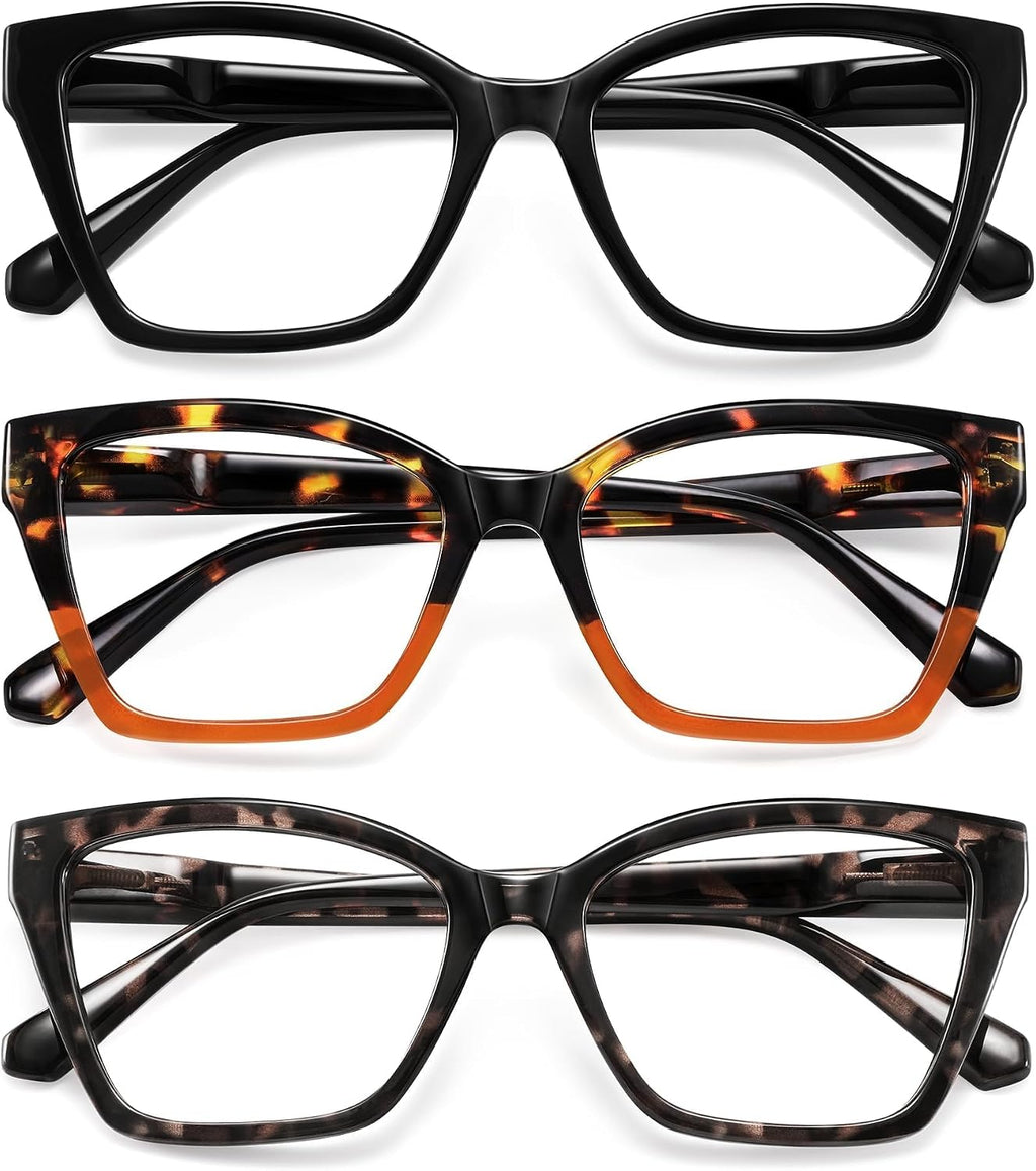 3Pack Reading Glasses for Women-Blue Light Blocking Readers Fashion Cat Eye Eyeglasses Spring Hinge