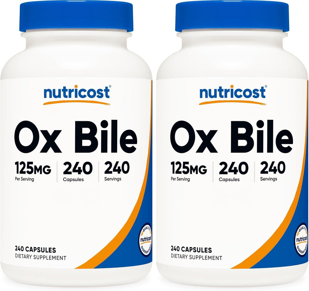 Nutricost Ox Bile Capsules 125mg, 240 Capsules - Non-GMO (Pack of 2)