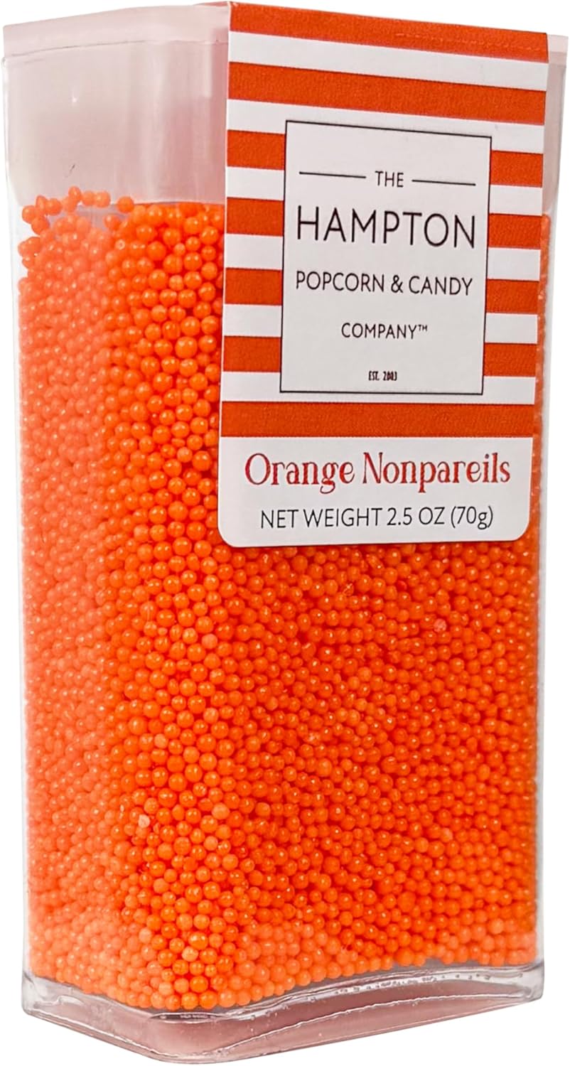 Orange Nonpareils Sprinkles 2.5 oz, Sprinkles For Cake Decorating, Baking, Ice Cream & More, The Hampton Candy Company