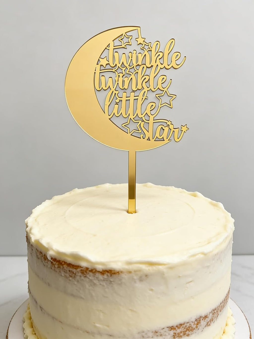 Gold Acrylic Twinkle Twinkle Little Star Cake Topper, Stars Moon Themed Decoration, First Birthday, Great for baby showers Party Decoration