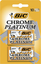 BIC Chrome Platinum, Double Edge Safety Razor, Disposable Single Blades, Stainless Steel, Pack of 10